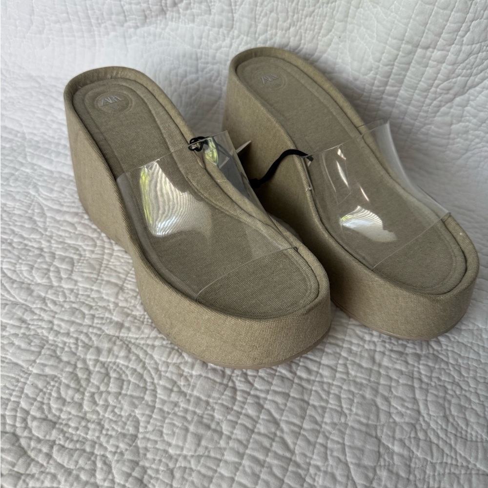 Zara Vinyl Platform Shoes- Light Beige Minimalist Design